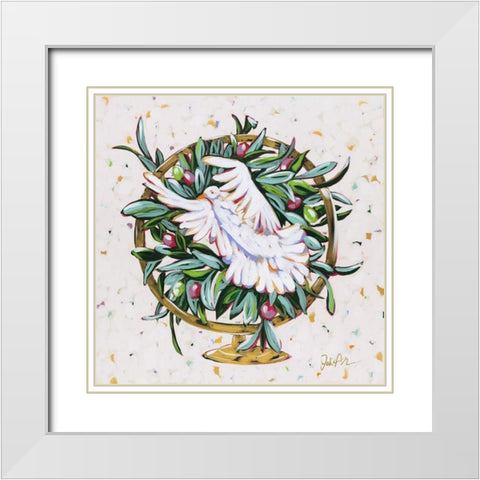 Globe Peace White Modern Wood Framed Art Print with Double Matting by Augustine, Jodi