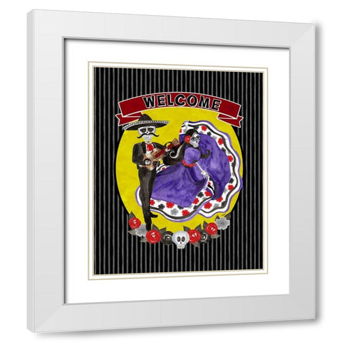 Day of the Dead portrait VII-Sugar Skull Couple welcome black White Modern Wood Framed Art Print with Double Matting by Reed, Tara