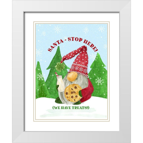 Gnome for Christmas portrait blue II-Santa White Modern Wood Framed Art Print with Double Matting by Reed, Tara