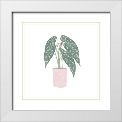 Polka Dot Begonia V White Modern Wood Framed Art Print with Double Matting by Bannarot