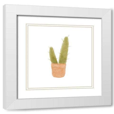 Watercolor Cactus II White Modern Wood Framed Art Print with Double Matting by Bannarot