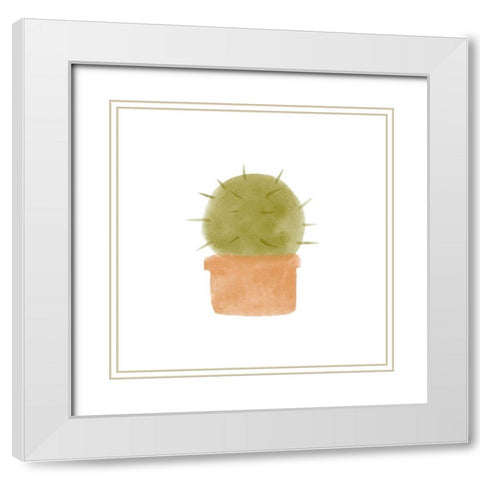 Watercolor Cactus III White Modern Wood Framed Art Print with Double Matting by Bannarot
