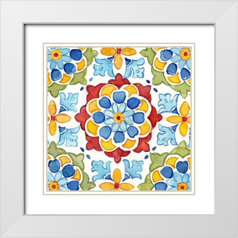 Turkish Tile I White Modern Wood Framed Art Print with Double Matting by Coulter, Cynthia