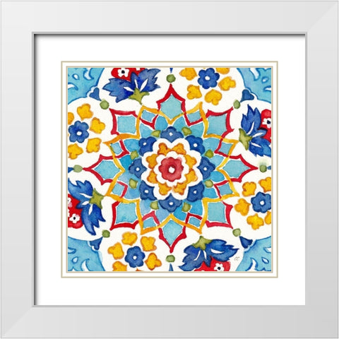 Turkish Tile II White Modern Wood Framed Art Print with Double Matting by Coulter, Cynthia