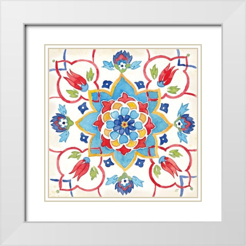 Turkish Tile III White Modern Wood Framed Art Print with Double Matting by Coulter, Cynthia
