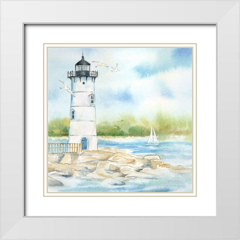 East Coast Lighthouse I White Modern Wood Framed Art Print with Double Matting by Coulter, Cynthia