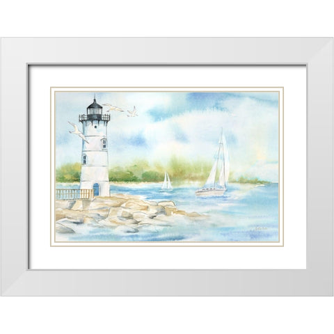 East Coast Lighthouse landscape I White Modern Wood Framed Art Print with Double Matting by Coulter, Cynthia