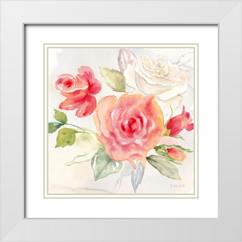 Garden Roses II White Modern Wood Framed Art Print with Double Matting by Coulter, Cynthia