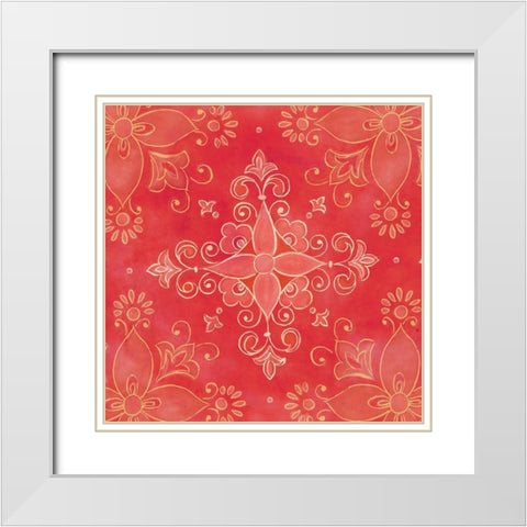 Garden Roses Medallion II White Modern Wood Framed Art Print with Double Matting by Coulter, Cynthia