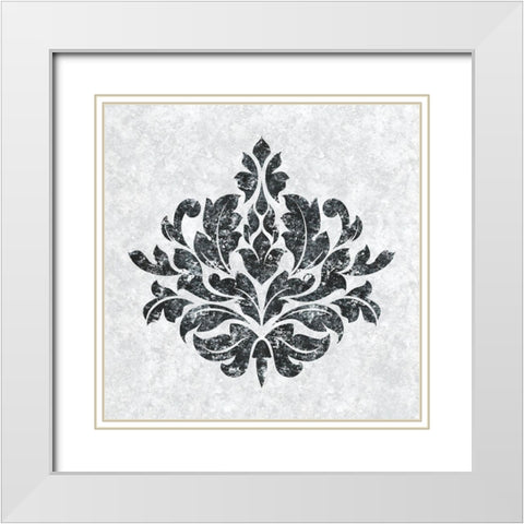 Textured Damask I on white White Modern Wood Framed Art Print with Double Matting by Lee C