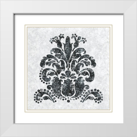 Textured Damask II on white White Modern Wood Framed Art Print with Double Matting by Lee C