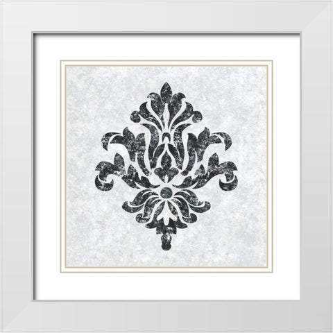 Textured Damask III on white White Modern Wood Framed Art Print with Double Matting by Lee C
