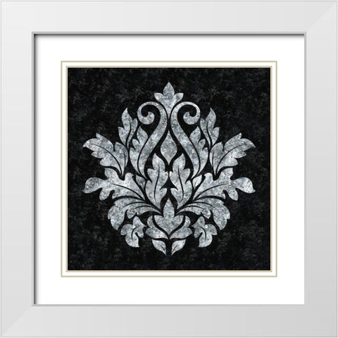 Textured Damask I on black White Modern Wood Framed Art Print with Double Matting by Lee C