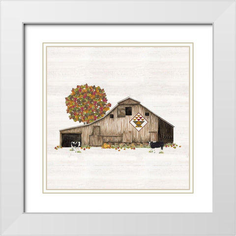 Fall Barn Quilt I White Modern Wood Framed Art Print with Double Matting by Reed, Tara