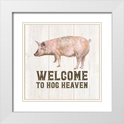 Farm Life VII-Hog Heaven White Modern Wood Framed Art Print with Double Matting by Reed, Tara