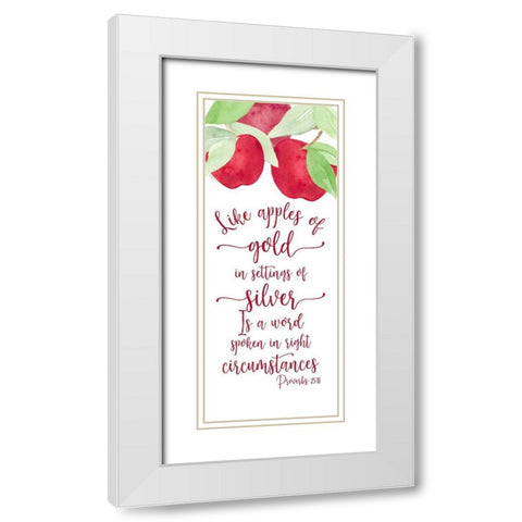 Fruit of the Spirit vertical II-Apples White Modern Wood Framed Art Print with Double Matting by Reed, Tara