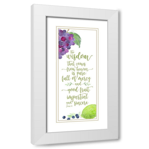 Fruit of the Spirit vertical IV-Wisdom White Modern Wood Framed Art Print with Double Matting by Reed, Tara