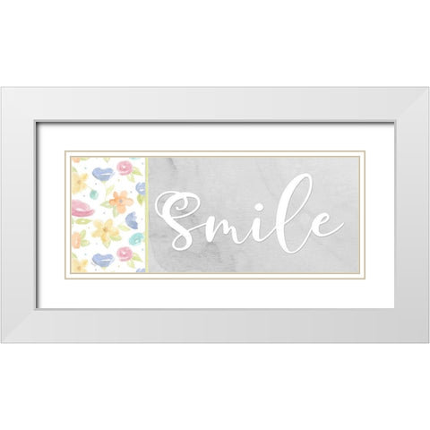 Girl Inspiration panel VIII-Smile White Modern Wood Framed Art Print with Double Matting by Reed, Tara