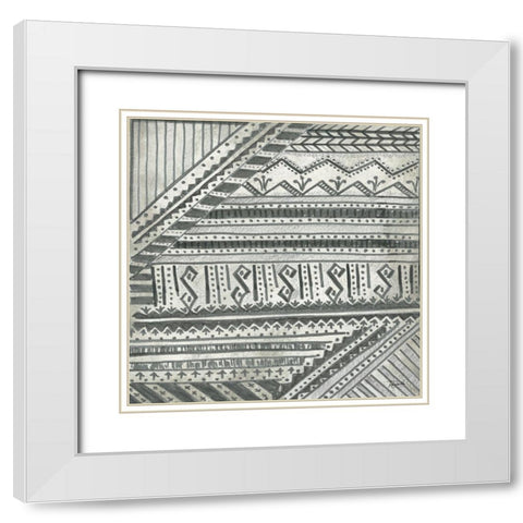 Boho Tribal Cloth I White Modern Wood Framed Art Print with Double Matting by Tre Sorelle Studios