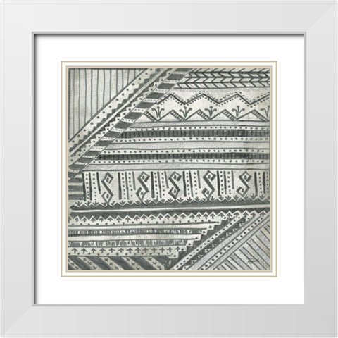 Boho Tribal Cloth I White Modern Wood Framed Art Print with Double Matting by Tre Sorelle Studios