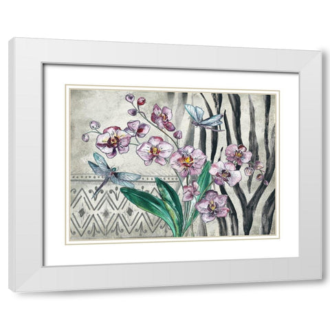 Boho Orchid landscape White Modern Wood Framed Art Print with Double Matting by Tre Sorelle Studios