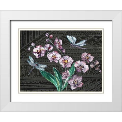 Boho Orchid landscape black White Modern Wood Framed Art Print with Double Matting by Tre Sorelle Studios