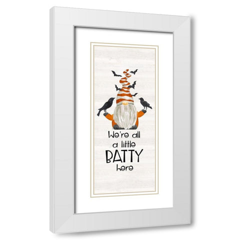 Gnomes of Halloween vertical I-Batty White Modern Wood Framed Art Print with Double Matting by Reed, Tara