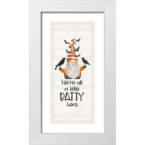 Gnomes of Halloween vertical I-Batty White Modern Wood Framed Art Print with Double Matting by Reed, Tara