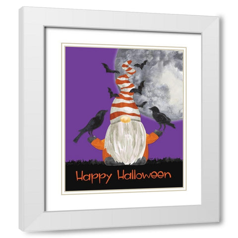 Gnomes of Halloween portrait II-Happy Halloween White Modern Wood Framed Art Print with Double Matting by Reed, Tara