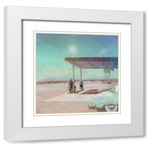 Gas  Stop White Modern Wood Framed Art Print with Double Matting by Bay, Noah