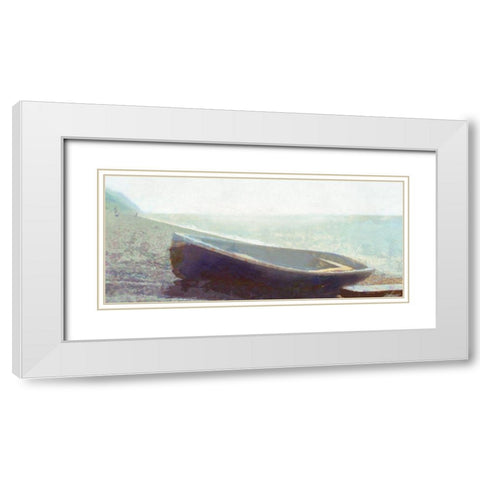 The  Blue Boat White Modern Wood Framed Art Print with Double Matting by Bay, Noah