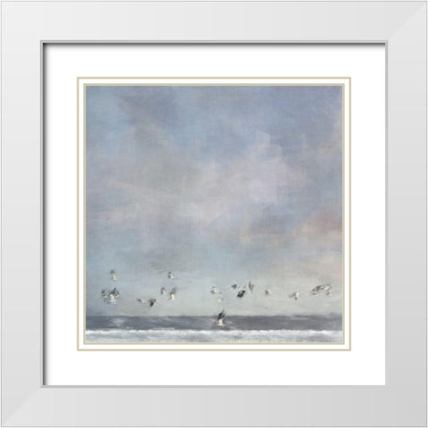 Birds  Passing White Modern Wood Framed Art Print with Double Matting by Bay, Noah