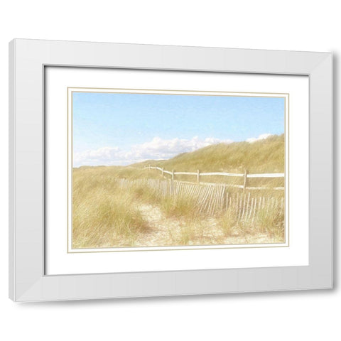 Seagrass  Dunes White Modern Wood Framed Art Print with Double Matting by Grafitee Studios