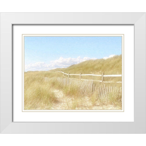 Seagrass  Dunes White Modern Wood Framed Art Print with Double Matting by Grafitee Studios