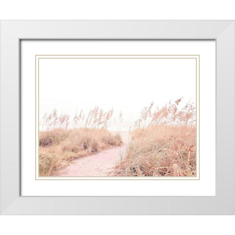 Walk  through the Grasses White Modern Wood Framed Art Print with Double Matting by Grafitee Studios
