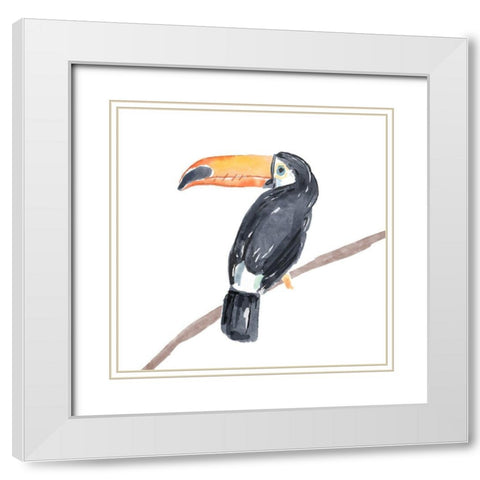 Tropical  Toucan II White Modern Wood Framed Art Print with Double Matting by Bannarot