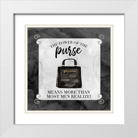 Fashion Humor VI-Power of the Purse White Modern Wood Framed Art Print with Double Matting by Reed, Tara
