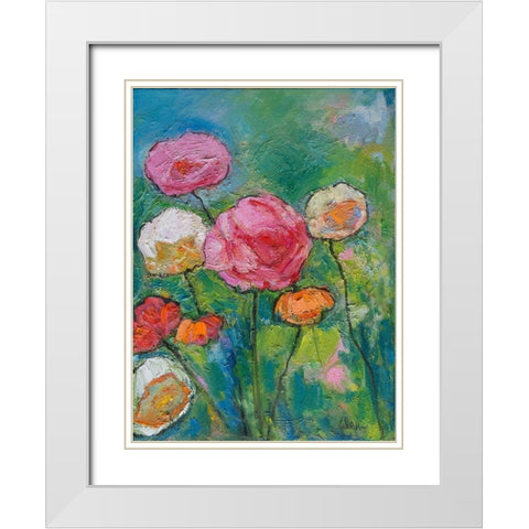 May Flowers White Modern Wood Framed Art Print with Double Matting by Fine, Alexi