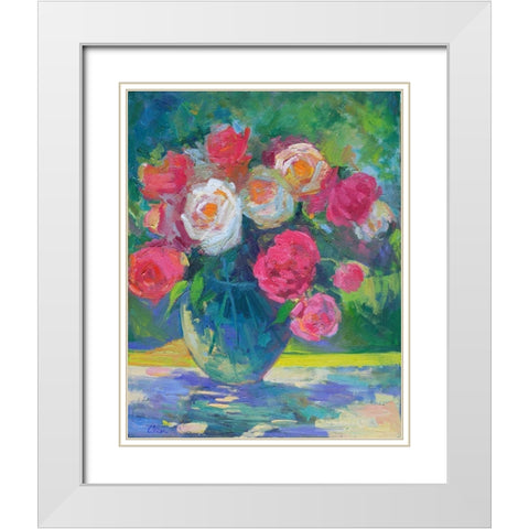 Pretty Petals White Modern Wood Framed Art Print with Double Matting by Fine, Alexi