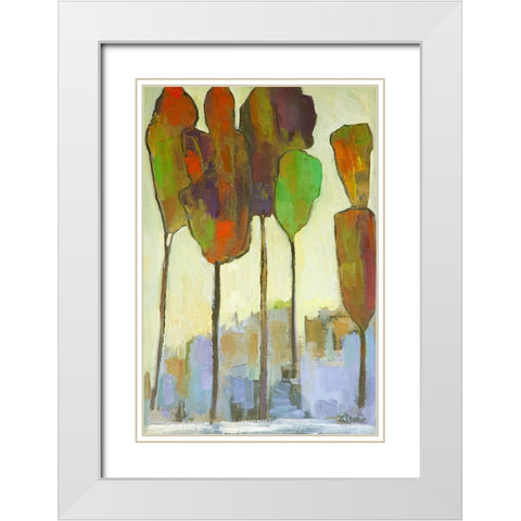 African Forest White Modern Wood Framed Art Print with Double Matting by Fine, Alexi