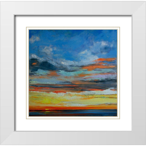 Hermosa Beach Sunset White Modern Wood Framed Art Print with Double Matting by Fine, Alexi