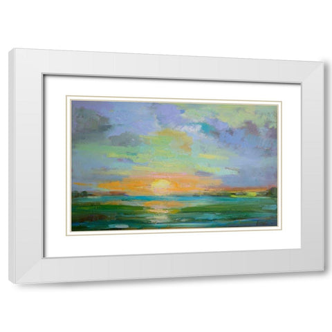 Sherbert Sunset White Modern Wood Framed Art Print with Double Matting by Fine, Alexi