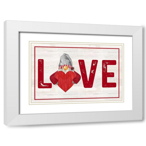 Valentine Gnomes landscape-Love White Modern Wood Framed Art Print with Double Matting by Reed, Tara