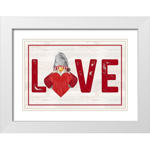 Valentine Gnomes landscape-Love White Modern Wood Framed Art Print with Double Matting by Reed, Tara