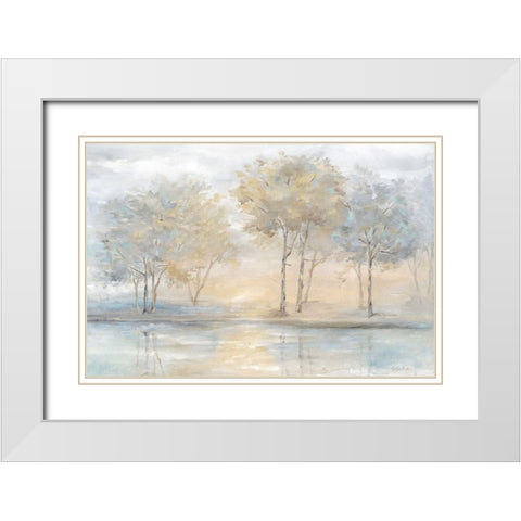 Serene Scene Trees landscape White Modern Wood Framed Art Print with Double Matting by Coulter, Cynthia