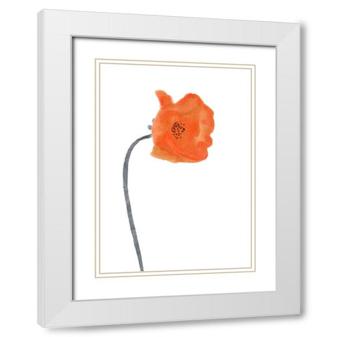 Solo  Poppy Red I White Modern Wood Framed Art Print with Double Matting by Bannarot