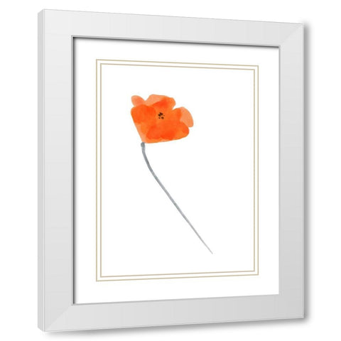 Solo  Poppy Red IV White Modern Wood Framed Art Print with Double Matting by Bannarot