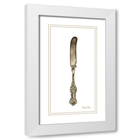 Vintage  Tableware II-Knife White Modern Wood Framed Art Print with Double Matting by Wilson, Kelsey