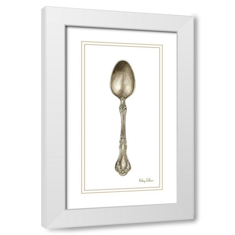 Vintage  Tableware III-Spoon White Modern Wood Framed Art Print with Double Matting by Wilson, Kelsey