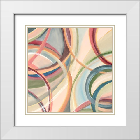 Overlapping  Rings V White Modern Wood Framed Art Print with Double Matting by Lee C